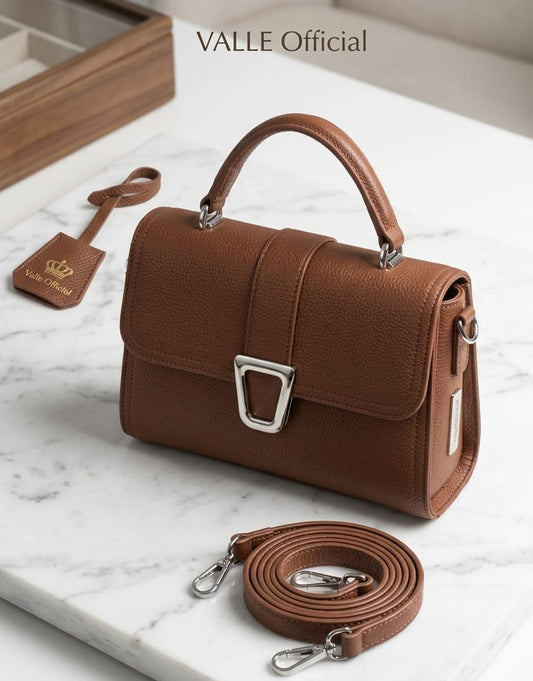 Valle Official Brown Top-Handle & Crossbody Handbag