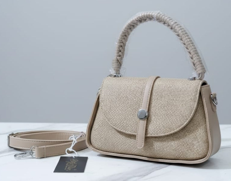 Fineur Collection Beige Textured Crossbody Bag
