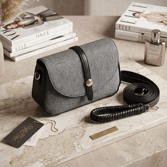 Fineur Collection Beige Textured Crossbody Bag